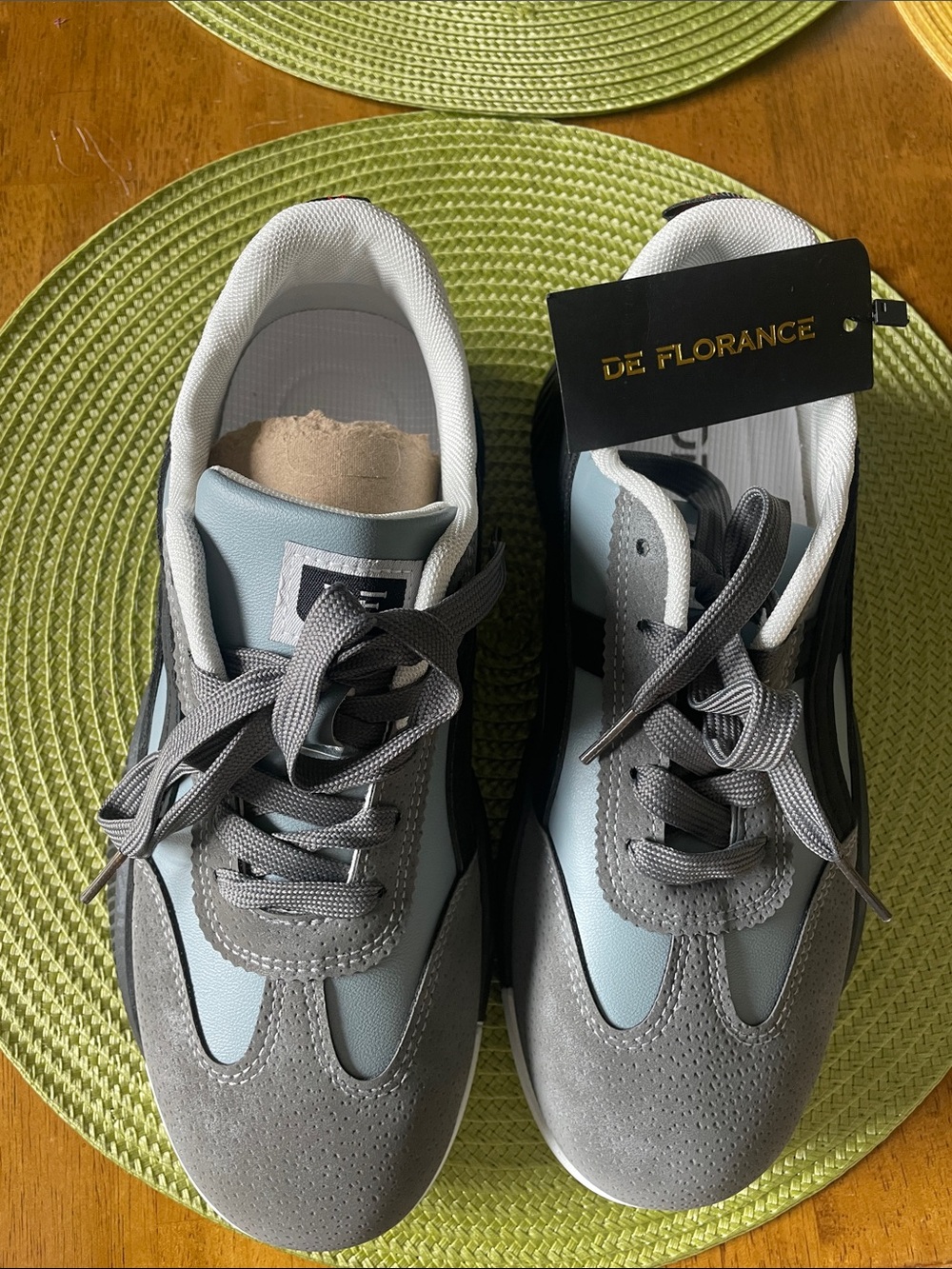 Gray Women's Athletic Sneakers with Black Accents - Unbranded - Picture 2 of 6